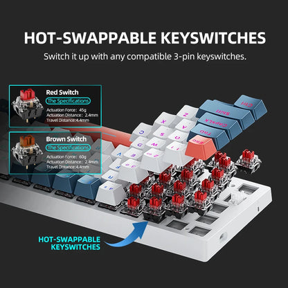 K500-B61 Machenike Mini teclado mecánico, formato 60%, 61 teclas, teclado gaming con cable, teclas totalmente hot-swappable y retroiluminación RGB