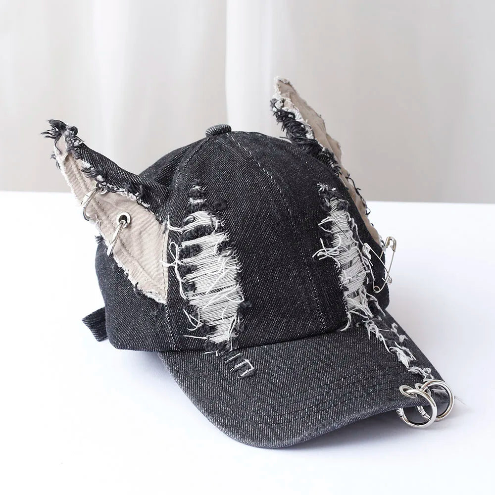 divatos lány új farmer hosszú nyúlfülű cowboy baseball sapka mosott graffiti hiphop sapka nők férfiak buli csapat baseball sapka