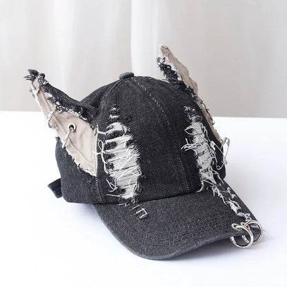 divatos lány új farmer hosszú nyúlfülű cowboy baseball sapka mosott graffiti hiphop sapka nők férfiak buli csapat baseball sapka