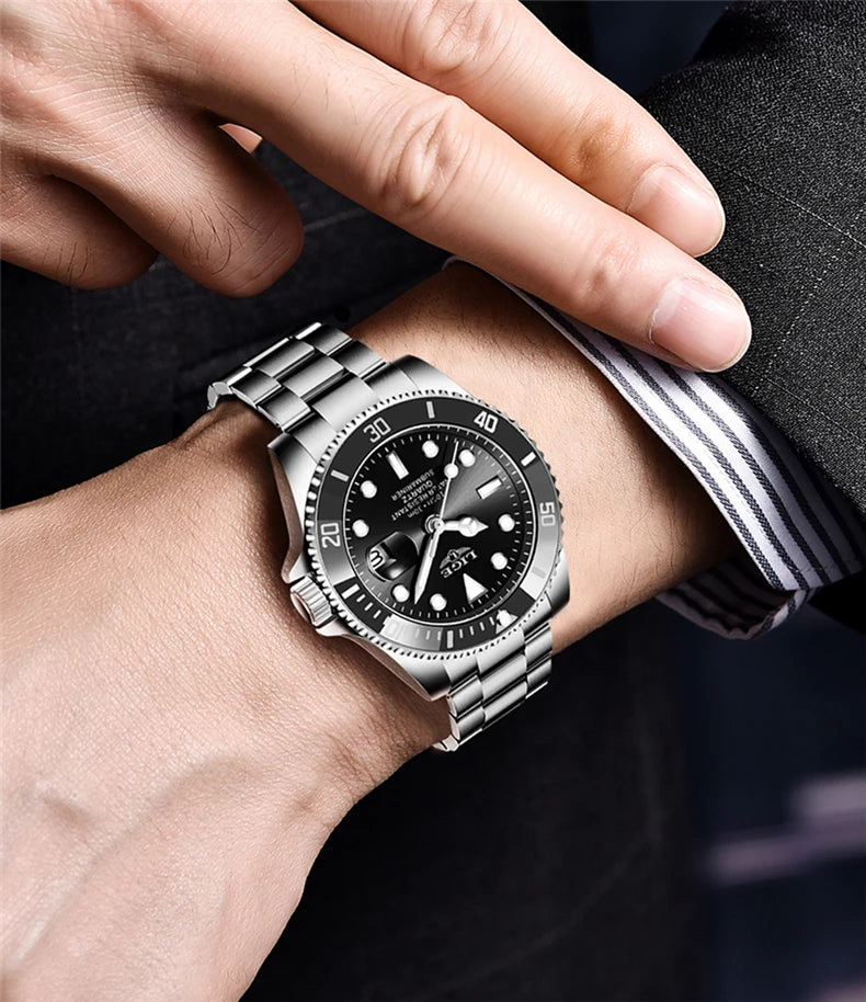 Reloj de buceo de lujo para hombre, de la marca LIGE, resistente al agua hasta 3 ATM, con indicador de fecha, reloj deportivo de cuarzo