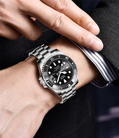 Reloj de buceo de lujo para hombre, de la marca LIGE, resistente al agua hasta 3 ATM, con indicador de fecha, reloj deportivo de cuarzo