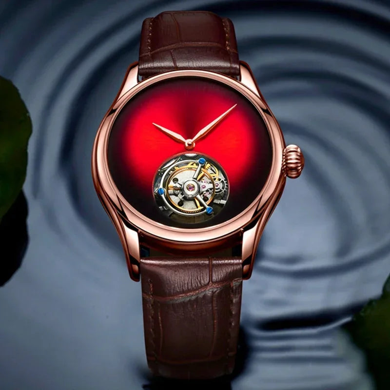 AESOP Flying Tourbillon Skeleton Watch For Men Mekanisk vattentät herrklocka Lyxigt urverk Rostfritt stål