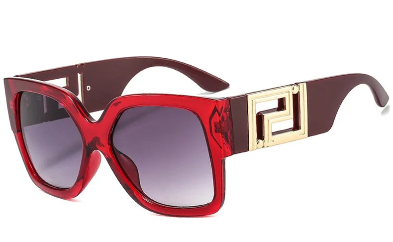 Light Luxury Square Large Frame Sunglasses With Hollow Temples, Personalized Catwalk Sunglasses, Women's Casual Sunglasses UV400