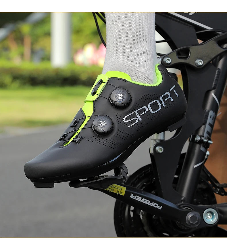 Scarpe da ciclismo ultraleggere, traspiranti e leggere, suole rigide compatibili SPD per allenamento e competizioni su bici da strada e mountain bike