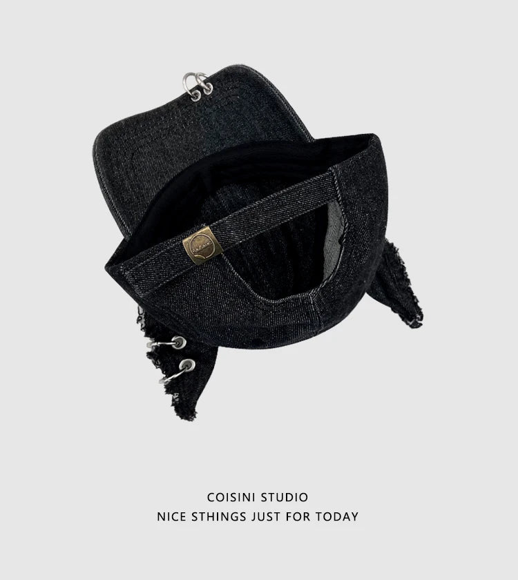 Niche Y2k Personality Hoop Cowboy Hole ženska bejzbolska kapica tridimenzionalna pasja ušesa trend hip hop nastavljiva moška športna kapica
