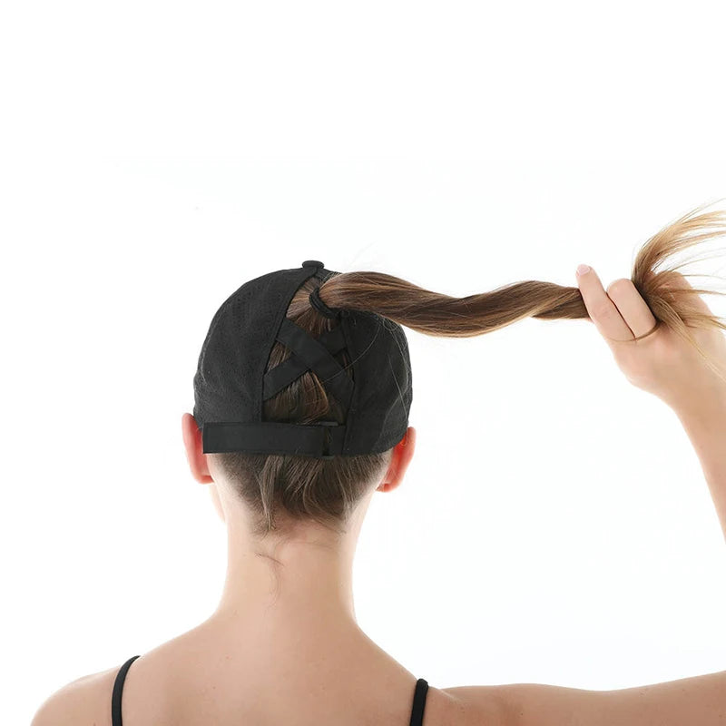 Women Summer Baseball Cap Solid Color Cross Ponytail Hat Quick-Drying Half-Hollow Men Caps Golf Wear Sport Leisure Hat 6 Colors
