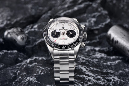 Vyriškas laikrodis „PAGANI DESIGN“ „Panda“ – prabangus kvarcinis chronografas, atsparus vandeniui, safyro stiklas su antirefleksine danga, šviečiantis sportinis laikrodis