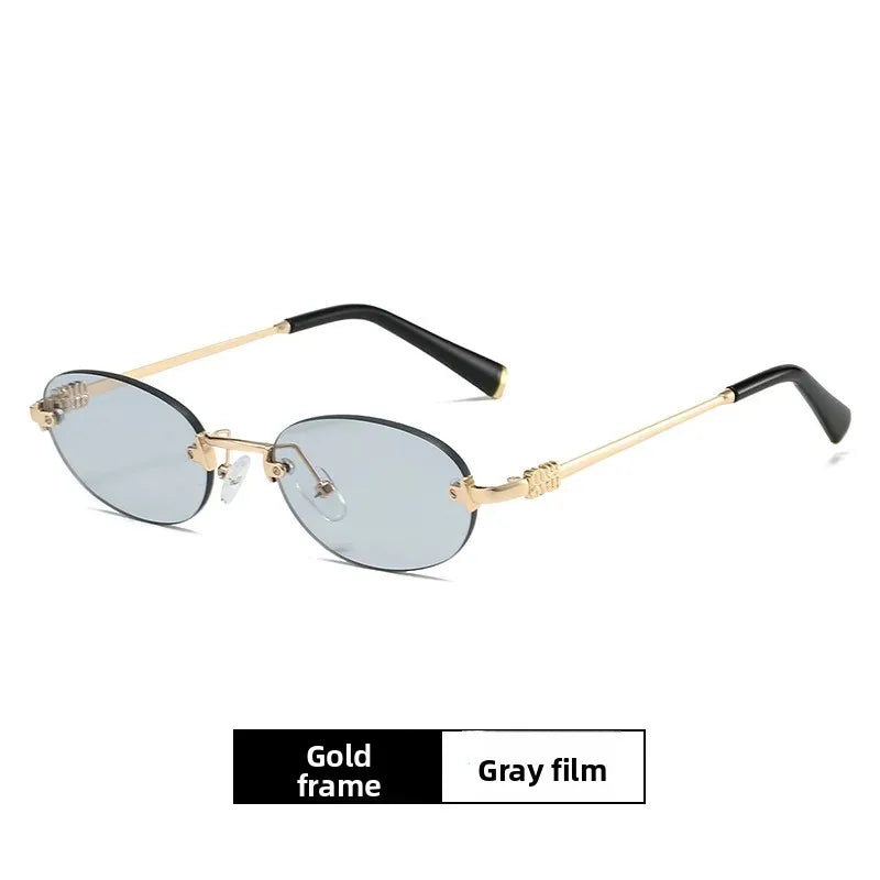 Frameless Ellipse Sunglasses, UV400 Protection Lightweight Design, Fashionable for Daily Wear & Outdoor