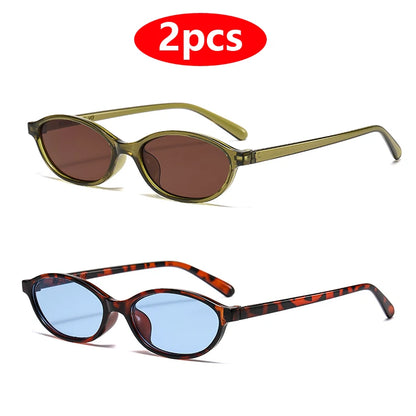 1/4pcs New Casual Elliptical Sunglasses Female Multi Color Frame Glasses Fashion Small Frame Design UV400 Sun Glasses Unisex