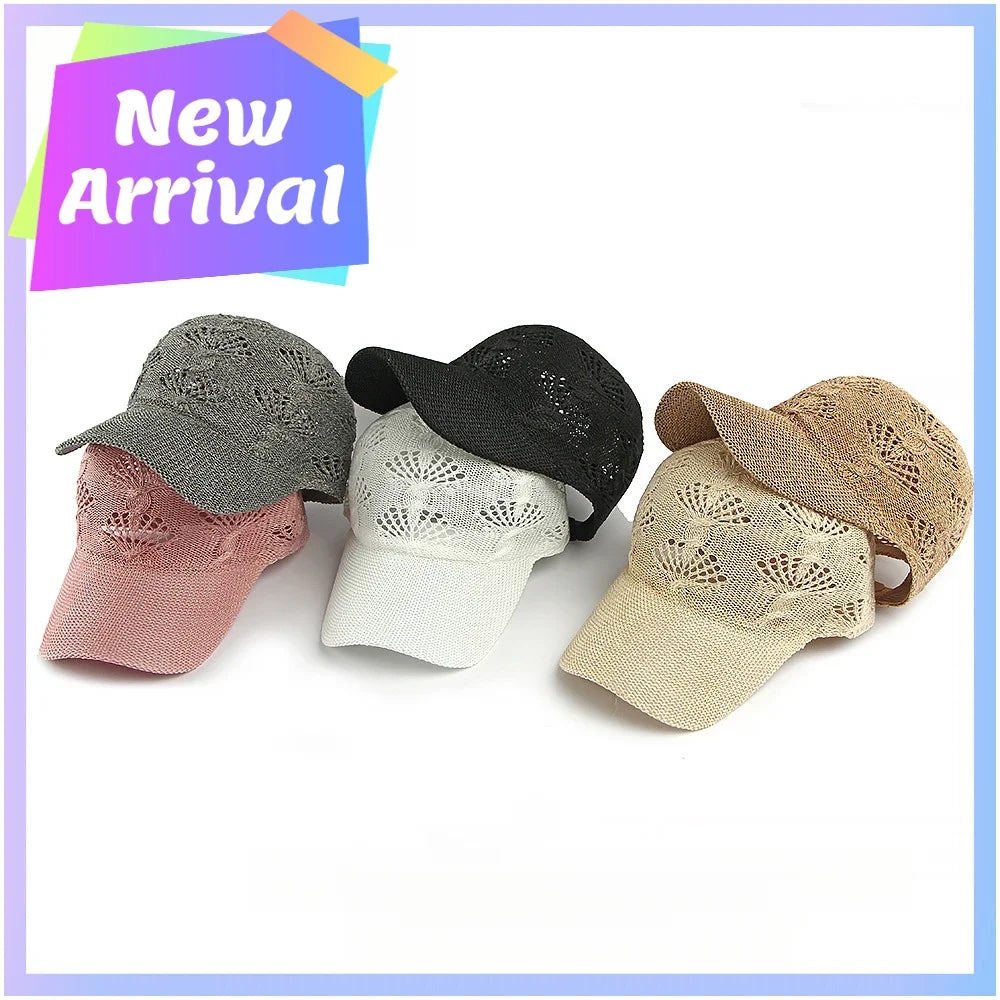 Casquette de baseball d'été en maille ajourée brillante pour femme, casquette de protection solaire pour les activités de plein air, respirante, flatteuse et polyvalente