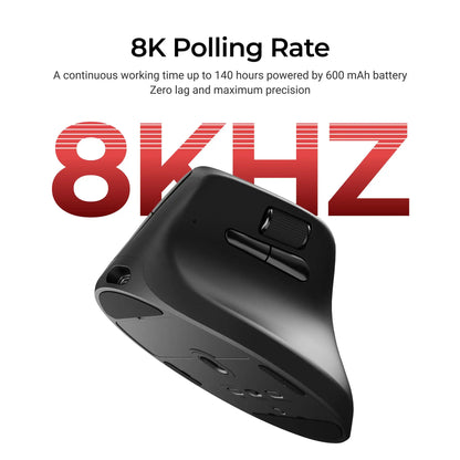 Keychron M5 kabellose ergonomische Maus, optisch, 8K Polling-Rate, 2.4GHz & Bluetooth, Type-C, 3950 Sensor