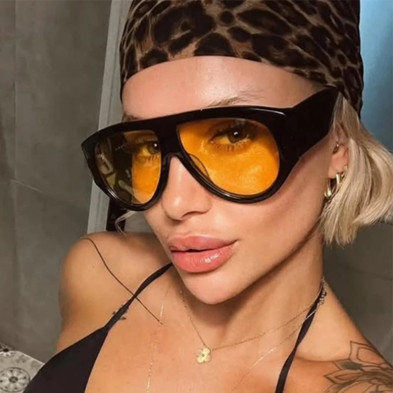 Luxury Pilot Oversized Sunglasses Women Brand Designer Big Frame Gradient Sun Glasses Fashion Goggle Shades Oculos De Sol