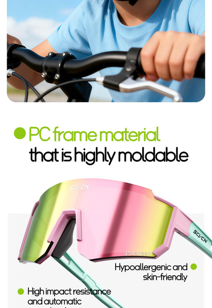 SCVCN Girls Sports Sunglasses Kids Cycling Glasses Photochromic UV400 Boys Baseball Outdoor Eyewear Running Hiking Sunglasses