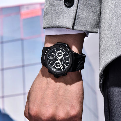 Quartzhorloges voor heren van PAGANI DESIGN – Luxe sportchronograaf, waterdicht, voorzien van lichtgevende wijzers en een saffierglas met antireflectiecoating