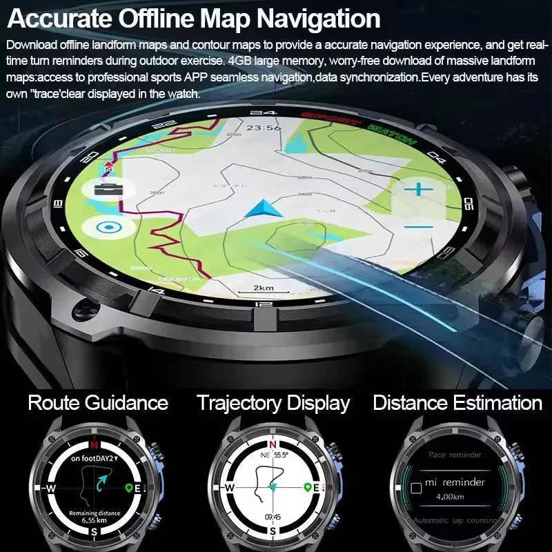 2026 New Military Smart Watch GPS Track Compass Altimeter Bluetooth Calling 860mAh Battery DTG1 Men Outdoor Sports SmartWatch