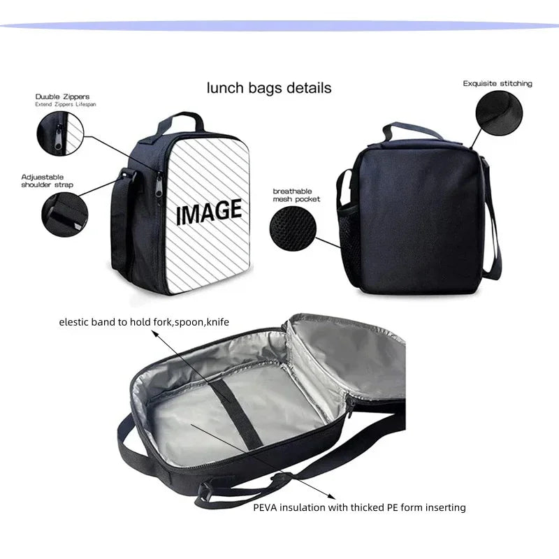 Classic Game FortniteS Child Insulated Large Capacity Bag for Boy Girl Student Outdoor Picnic Resuable Thermal Cooler Lunch Box