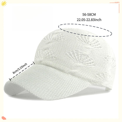 Casquette de baseball d'été en maille ajourée brillante pour femme, casquette de protection solaire pour les activités de plein air, respirante, flatteuse et polyvalente