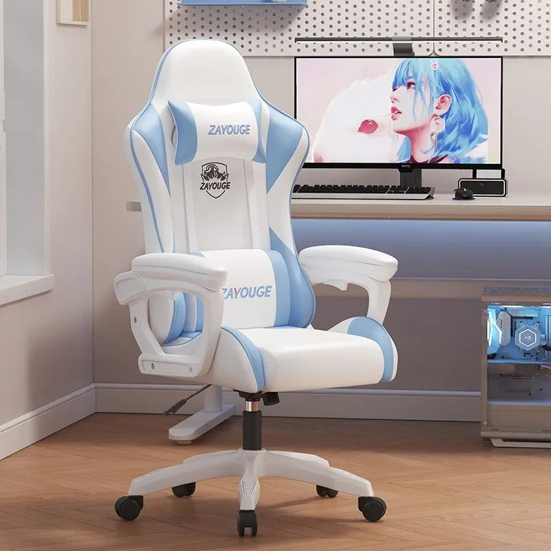 Chaise de jeu ergonomique, chaise de bureau inclinable, chaise de bureau pour ordinateur à domicile, siège de jeu pivotant et rembourré pour bars et e-sport, chaise d'étude