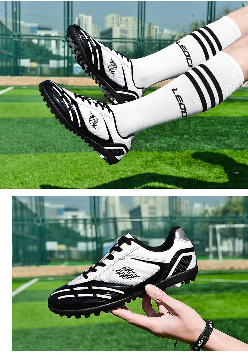 Chaussures de Football pour hommes, bottes de Football sur gazon, clous de sol fermes, baskets antidérapantes pour garçons, baskets originales d'entraînement sur le terrain en plein air
