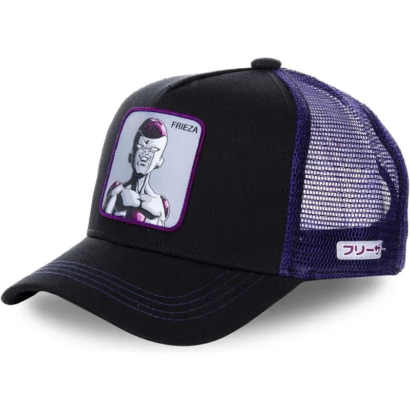 Dragon Ball Son Goku sapka, nyári utazós csúcsos sapka, férfi hímzett hip-hop stílusú napellenzős, állítható trucker hálós sapka