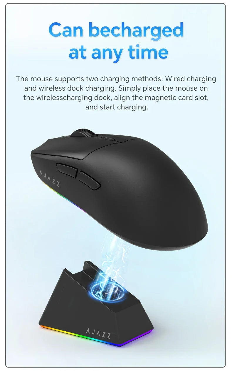 Mouse de gaming wireless AJAZZ AJ139 V2 MC/AJ139 PRO, senzor PAW3311/PAW3395, 12000DPI/26000DPI, 500mAh, mouse Bluetooth pentru PC