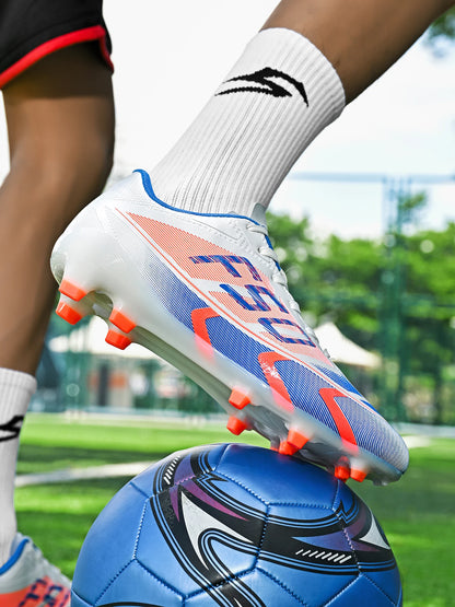 Unisex AG FG Soccer Shoes PU Woven Fabric Upper TPU Shockproof Sole Wear Resistant Anti-slip Teenager Competition Sneakers