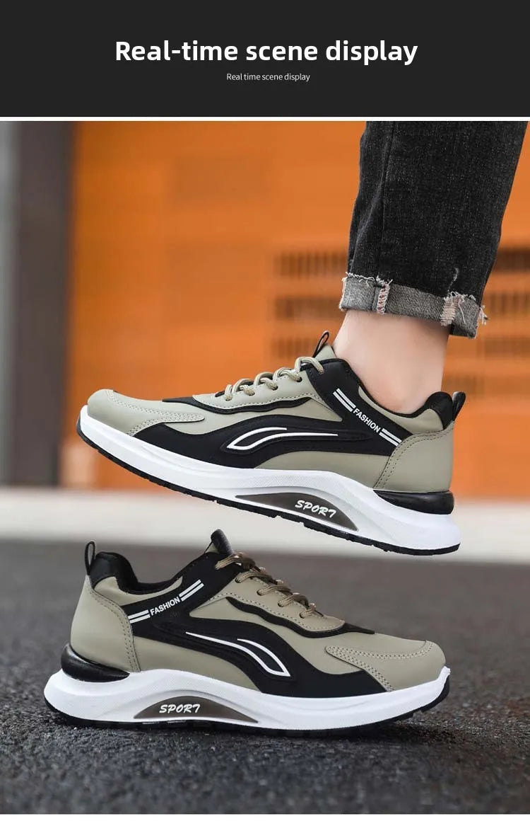 Modne męskie buty sportowe w koreańskim stylu, sznurowane, casualowe, do biegania, wygodne, oddychające, z grubą podeszwą
