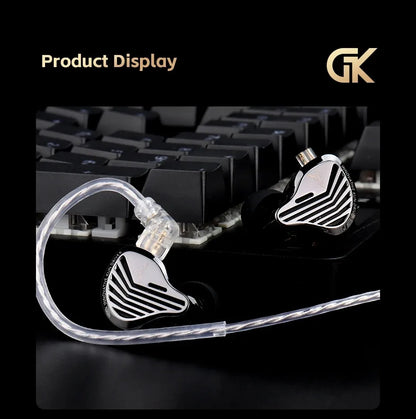 Kz Gk Kunten 1DD Dynamic Drive Earphone Hifi IEMs in ear Earbuds 2pin Detachable Cable Metal Gamer Audiophile headset
