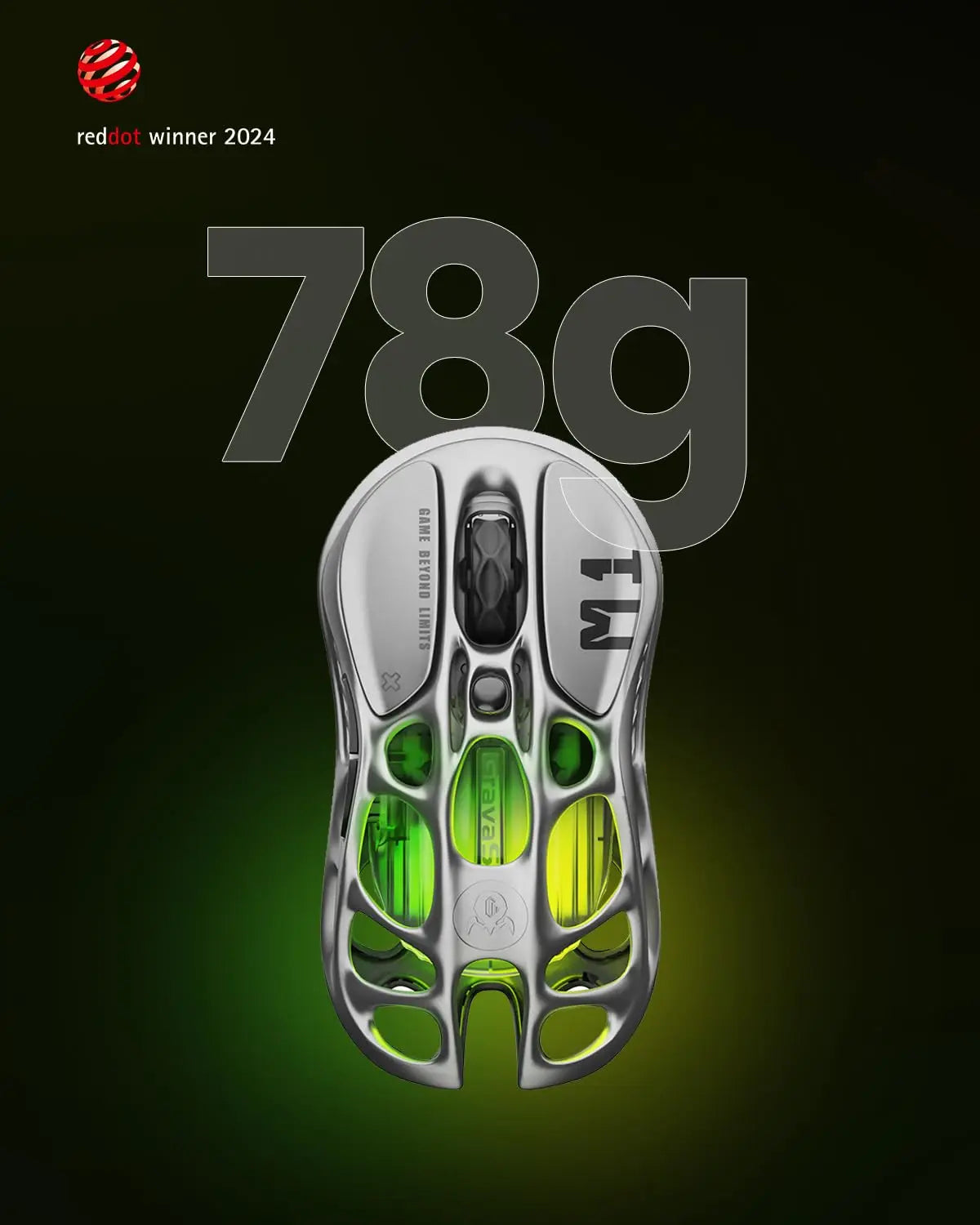 GravaStar Mercury M1 Pro Wireless Gaming Mouse  26000DPI Wired / 2.4GHz / Bluetooth GLOWSYNC RGB