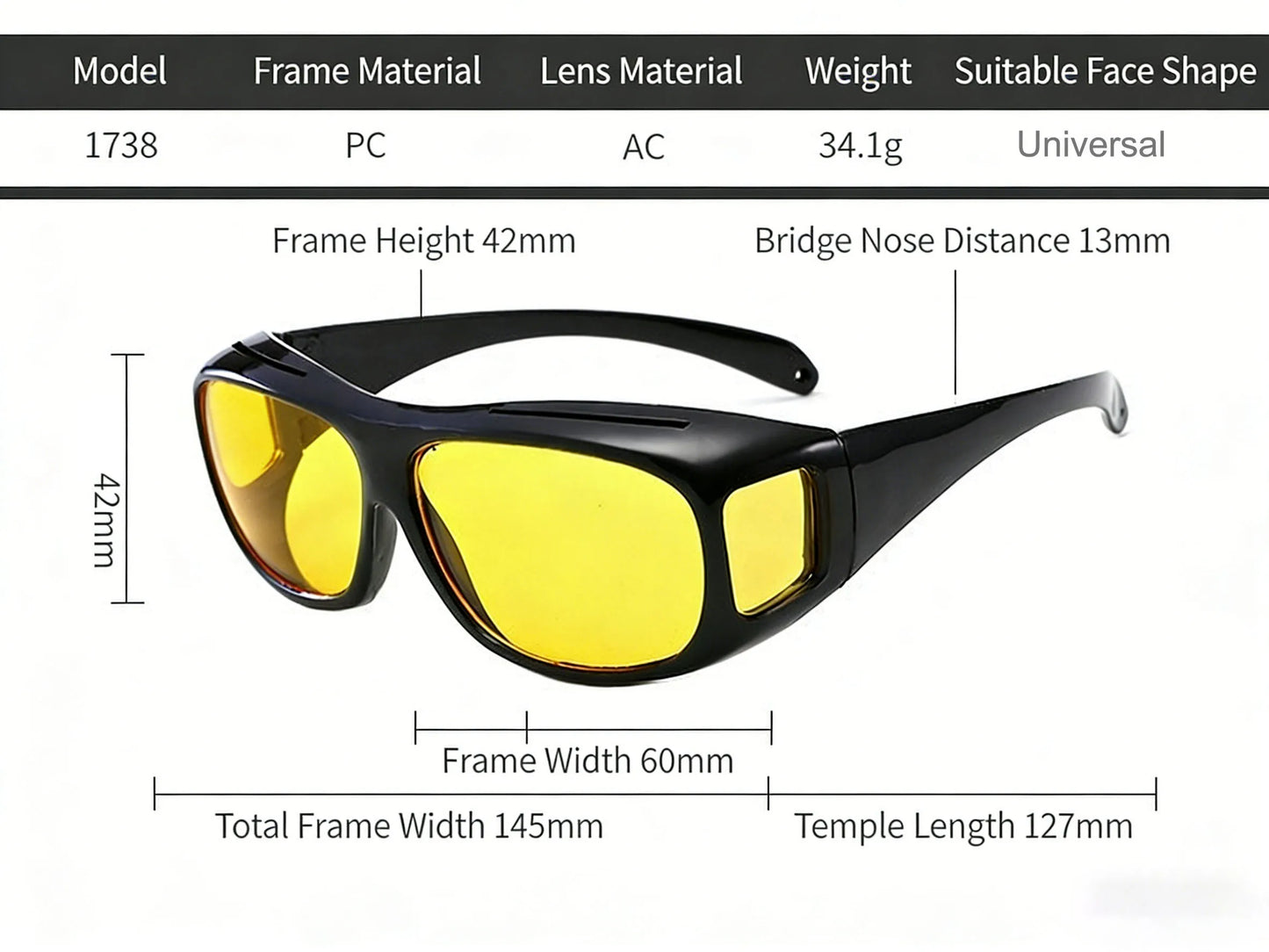 Night Driving Glasses For Men Women Fit Over Sunglasses Anti Glare Polarized HD Night Vision Glasses Windproof Outdoor Cycling