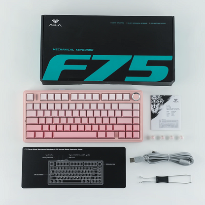 EPOMAKER x AULA F75 75% ANSI Gasket Hot-Swap Bluetooth 5.0/2.4G Wireless/Wired Mechanical Keyboard PBT Keycaps for Win/Mac