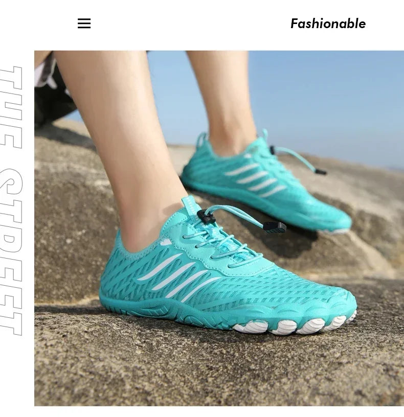 Vandsandaler til mænd og kvinder, barfodssko, hurtigtørrende strandsandaler, lette sportssko, vandreture, surfing, sejlsport, fiskeri