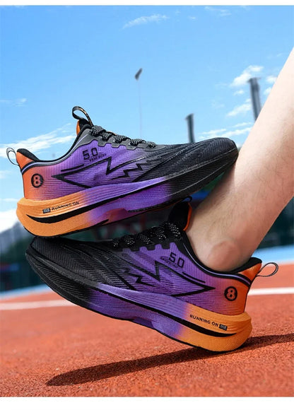 New Men's Carbon Plate Running Shoes Soft Cushion Shock Absorbing Sports Shoes Unisex Lightweight Anti-Slip Training Sneakers