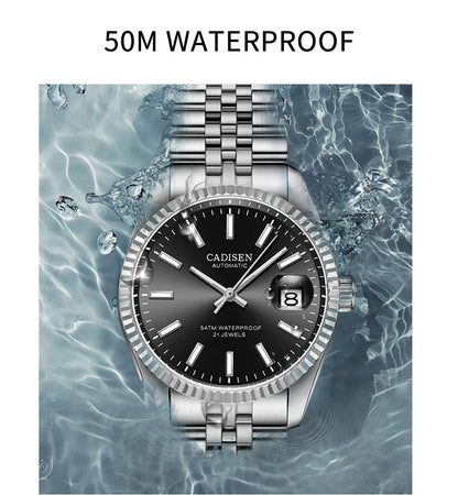 CADISEN Men Mechanical Watch Top Brand Luxury Automatic Watch Business Stainless Steel Waterproof Watch Men Relogio Masculino