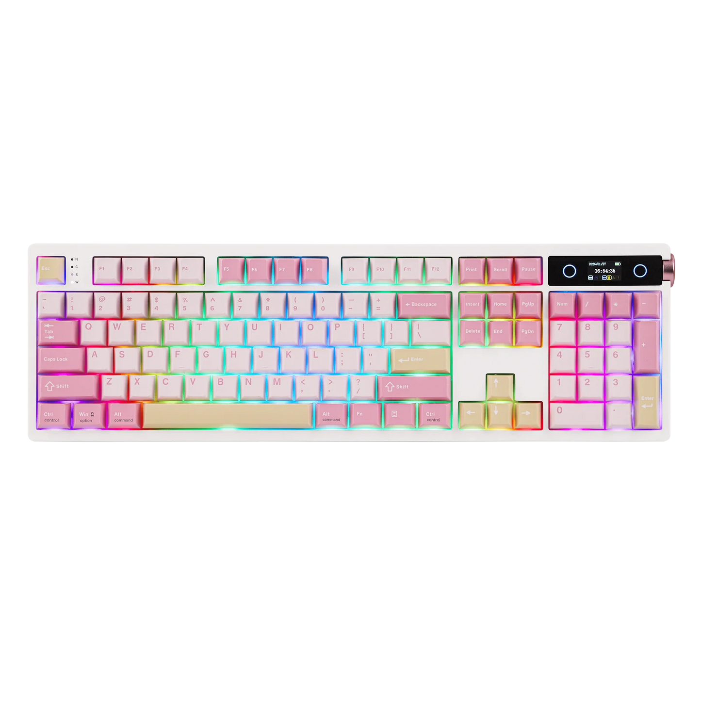 EPOMAKER TH108 PRO 100% Full-Sized Hot-Swap kabelgebundene/BT/2.4Ghz kabellose mechanische Tastatur mit Display & Drehknopf, 10000mAh Akku