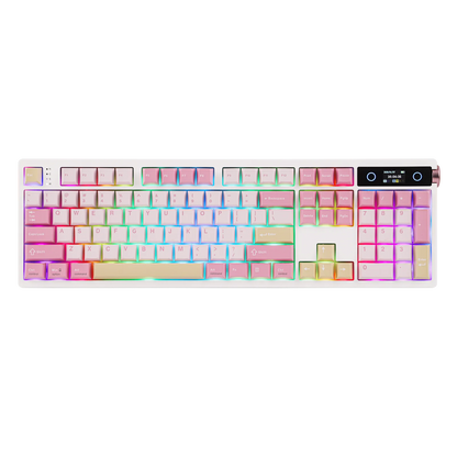 EPOMAKER TH108 PRO 100% Full-Sized Hot-Swap kabelgebundene/BT/2.4Ghz kabellose mechanische Tastatur mit Display & Drehknopf, 10000mAh Akku