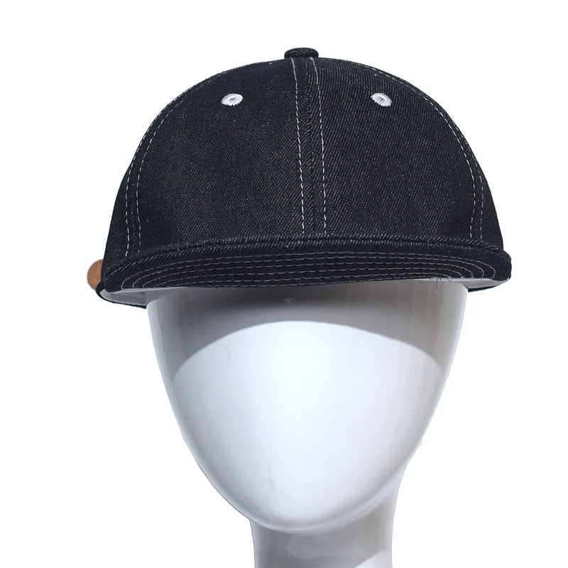 Four Seasons Fashion Short Brim Denim Baseball Cap Men Women Dad Hat Adjustable Trucker Style Low Profile Caps