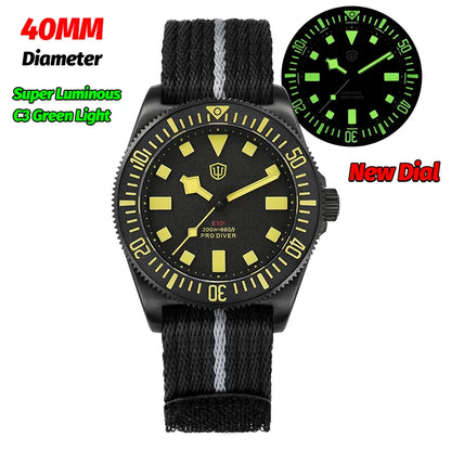 Watchdives EXD 40Mm Titanium Dive Watch Men's VH31 Sweep Quartz Watches 200 Waterproof AR Sapphire BGW9 Luminous 316L Wristwatch