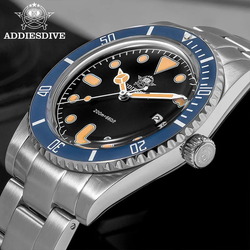 ADDIESDIVE Men’s Luxury Diver Watch Luminous Dial, Ceramic Bezel, Stainless Steel & 20 Bar Water Resistant