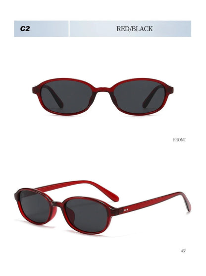 Personalized oval-shaped small frame plastic-rimmed sunglasses for men and women, suitable for daily sun protection