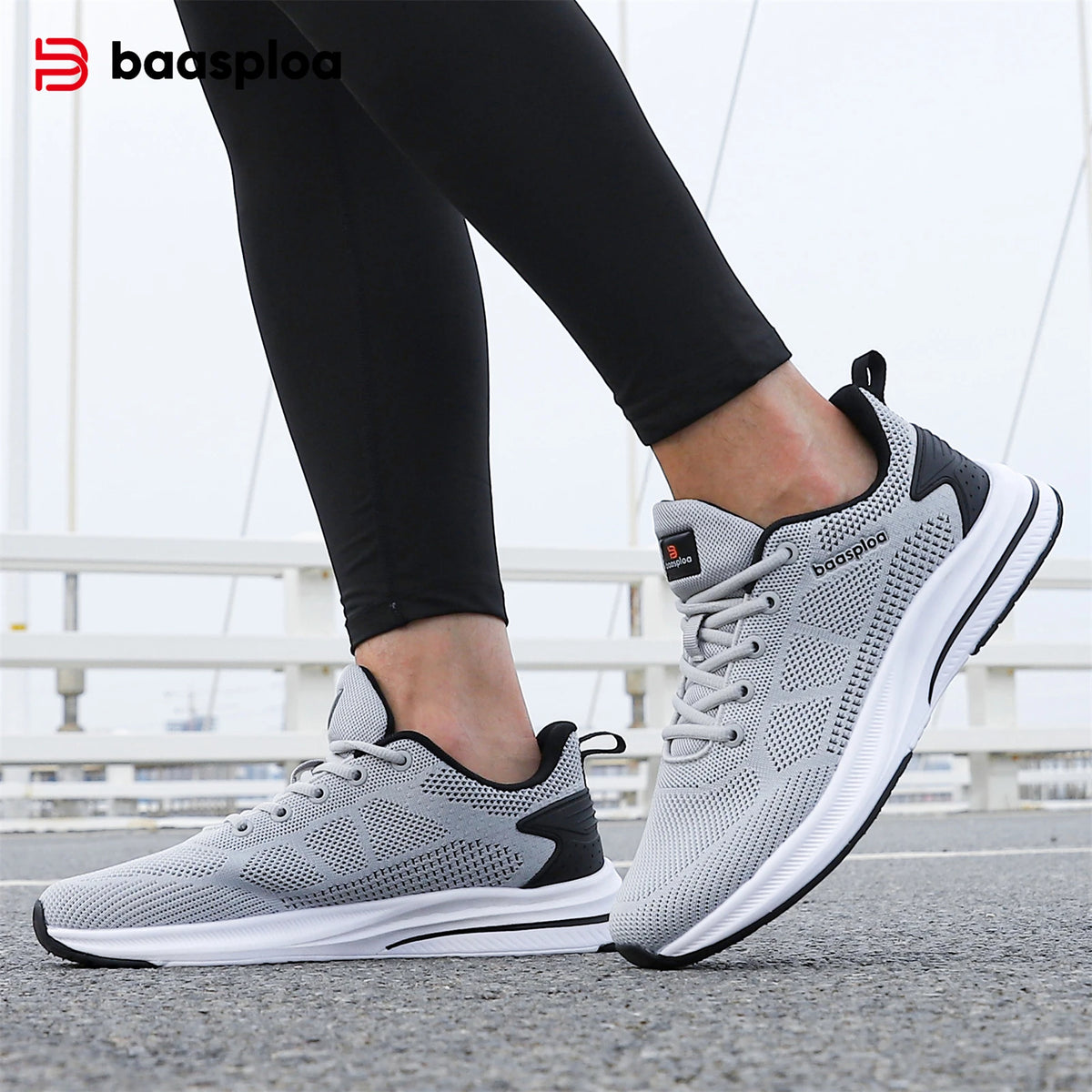 Baasploa Men Running Shoes Brand Male Designer Mesh Casual Sneakers Lightweight Lace-Up New Male Outdoor Sports Tennis Shoe