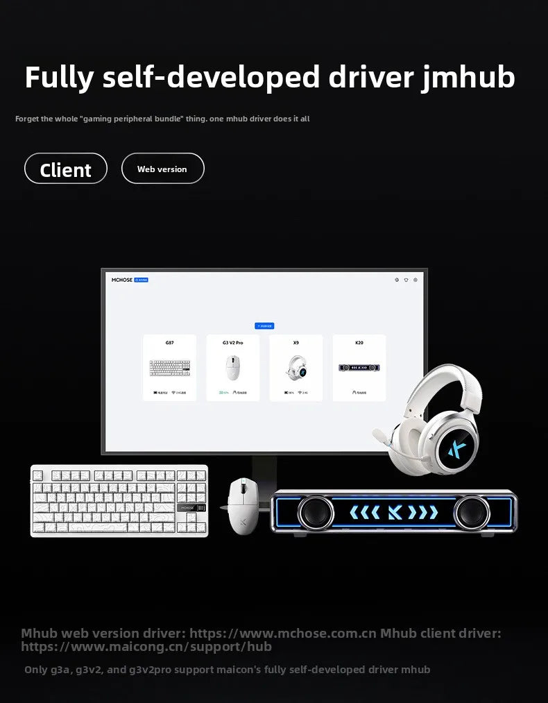 Mouse wireless MCHOSE G3 V2 PRO Bluetooth Tri Mode, ergonomic, ușor, pentru laptop, birou, gaming și accesorii pentru computer