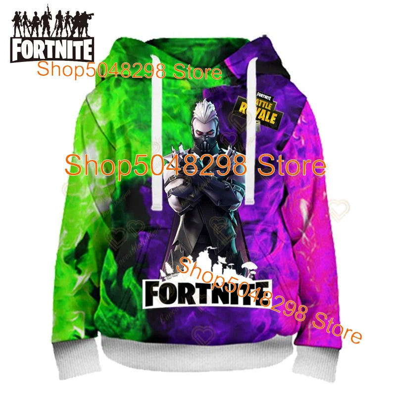 Fortnite Hoodies Pullover Sweatshirt Victory Royale 3D Hoodies Streetwear Hooded Tops for Kids Birthday Gifts