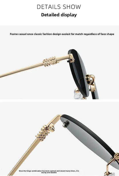 Frameless Ellipse Sunglasses, UV400 Protection Lightweight Design, Fashionable for Daily Wear & Outdoor