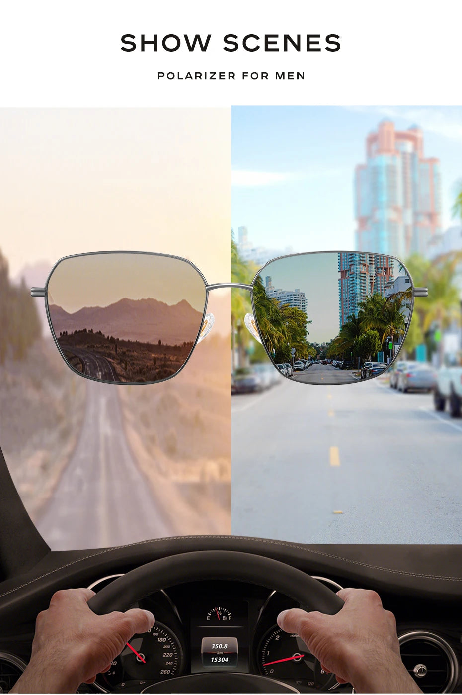 CAPONI Polarized Sun Glasses For Men Light Carbon Fiber Photochromic Black Shades Driving UV420 Oil-proof Lenses Eyewear BS34713