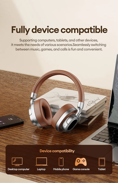 Lenovo LE602 Bluetooth 6.0 Over-Ear Headphones – HiFi Stereo ANC Wireless & Wired Gaming Headset with ENC HD Mic