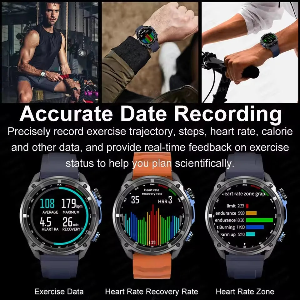 2026 New Military Smart Watch GPS Track Compass Altimeter Bluetooth Calling 860mAh Battery DTG1 Men Outdoor Sports SmartWatch