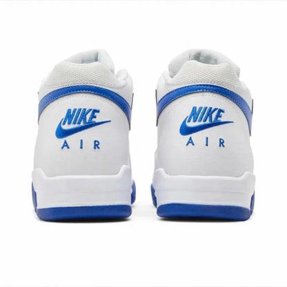 Nike Flight Legacy: Ténis de basquetebol retro de cano médio, confortáveis e versáteis, para homem, branco/azul, BQ4212-103