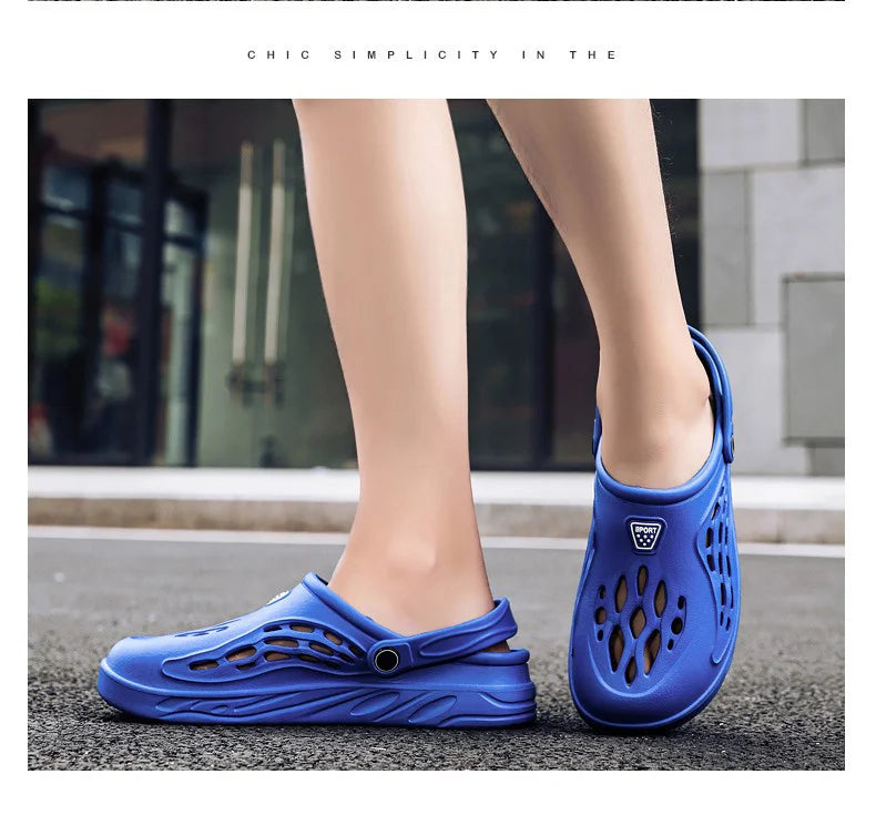 Sandales légères d'été pour hommes, chaussures décontractées, sabots troués, pantoufles plates de plage pour hommes, grande taille 49