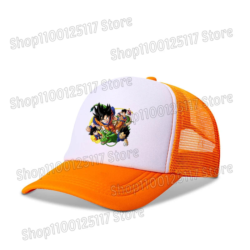 Dragon Ball baseball sapka, anime-nyomtatott sapkák, lélegző, csúcsos sapka, rajzfilm, Goku, nyári sport, snapback, hálós napellenzős sapka, gyermekajándék